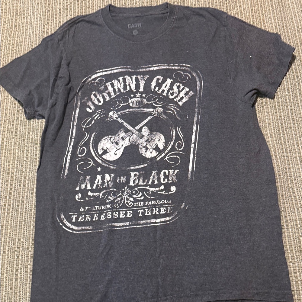 Ash Johnny Cash Graphic Tee - Charcoal with White Print